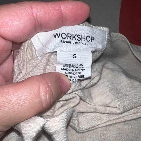Workshop Republic Clothing Women Tan Size S Short Sleeve Pocket T-Shirt - Picture 11 of 12